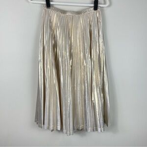 Banana Republic Metallic Ivory Pleated Midi Skirt